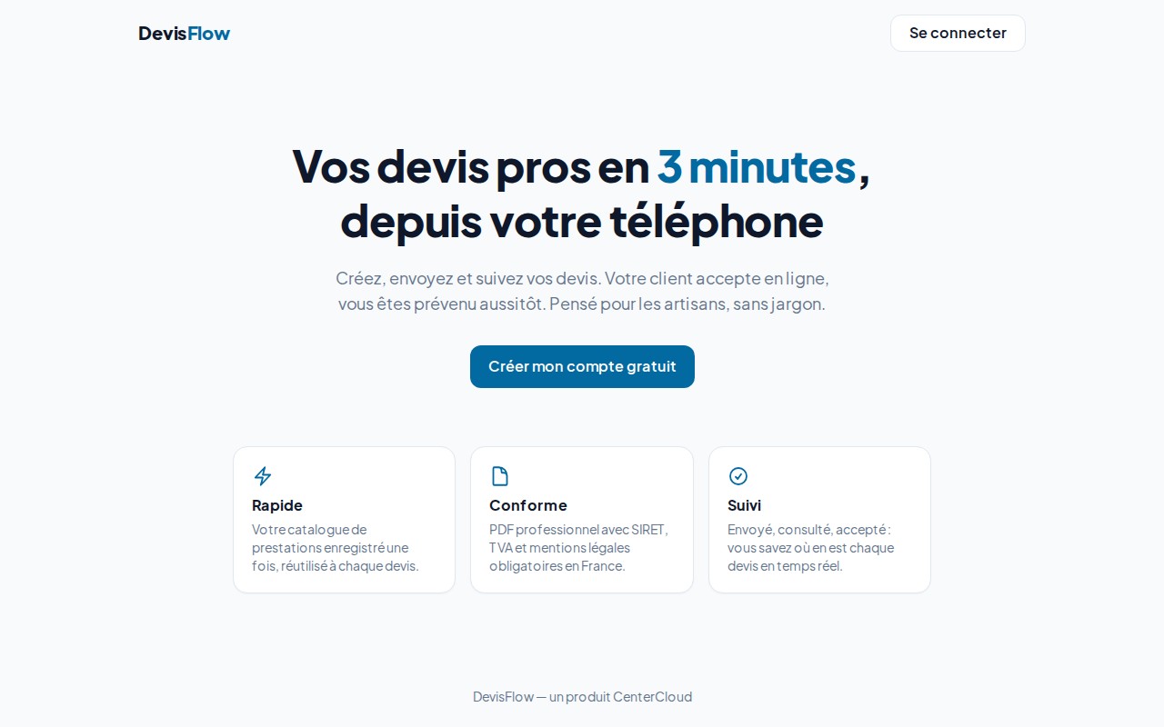 Aperçu du site DevisFlow