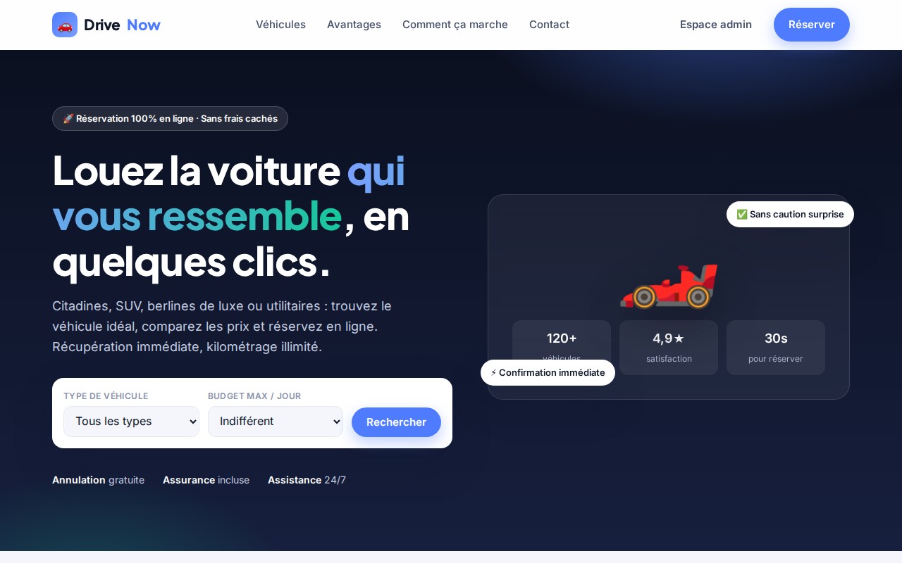 Aperçu du site DriveNow
